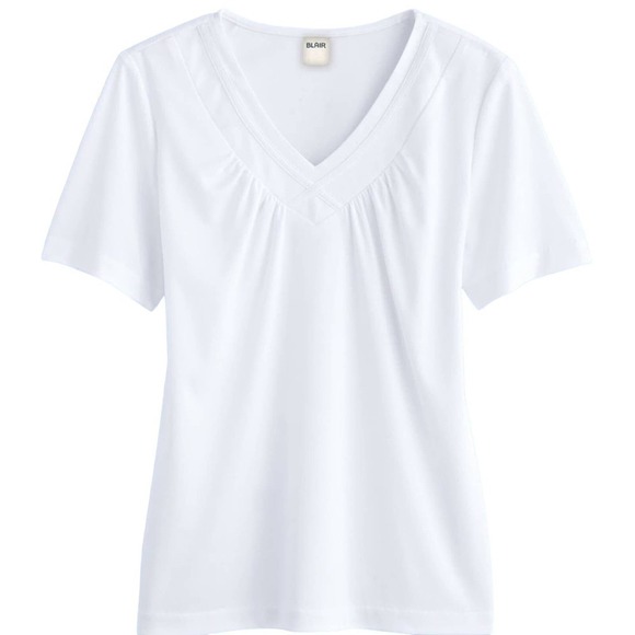 NWOT Blair Curved Hem White Tee & Elastic Waist Purple Pedal Pushers, Medium - Picture 2 of 16